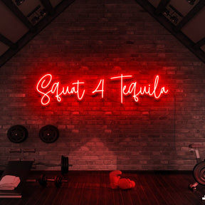 "Squat 4 Tequila" Neon Sign for Gyms & Fitness Studios 90cm (3ft) / Red / LED Neon by Neon Icons