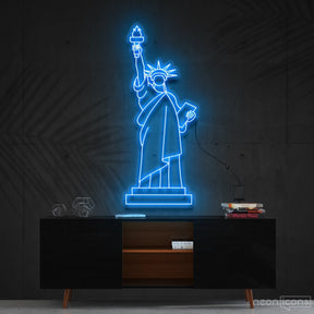 "Statue of Liberty" Neon Sign 90cm (3ft) / Ice Blue / Cut to Shape by Neon Icons