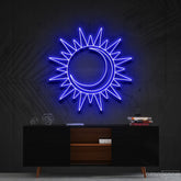 "Sun & Moon" Neon Sign 60cm (2ft) / Blue / Cut to Shape by Neon Icons