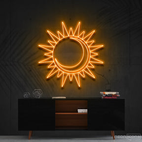 "Sun & Moon" Neon Sign 60cm (2ft) / Orange / Cut to Shape by Neon Icons