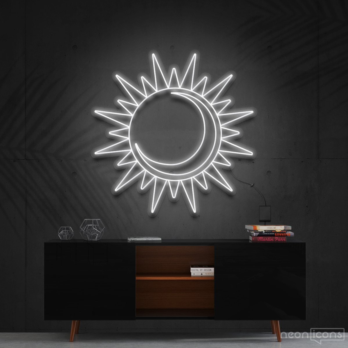 "Sun & Moon" Neon Sign 60cm (2ft) / White / Cut to Shape by Neon Icons