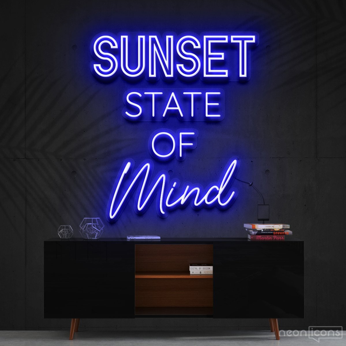 "Sunset State of Mind" Neon Sign 60cm (2ft) / Blue / Cut to Shape by Neon Icons