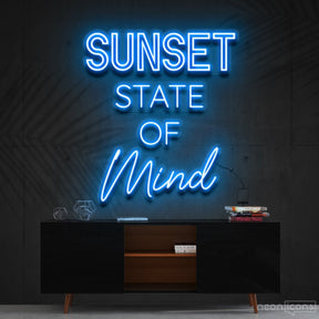 "Sunset State of Mind" Neon Sign 60cm (2ft) / Ice Blue / Cut to Shape by Neon Icons