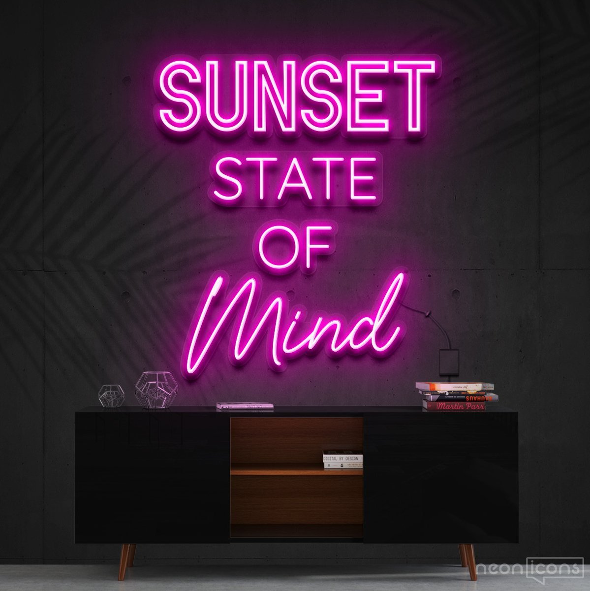 "Sunset State of Mind" Neon Sign 60cm (2ft) / Pink / Cut to Shape by Neon Icons