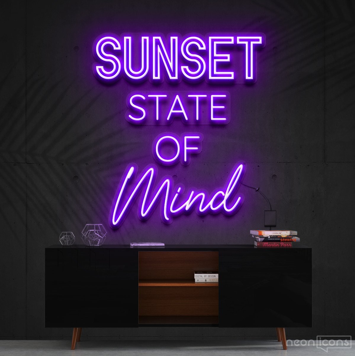 "Sunset State of Mind" Neon Sign 60cm (2ft) / Purple / Cut to Shape by Neon Icons