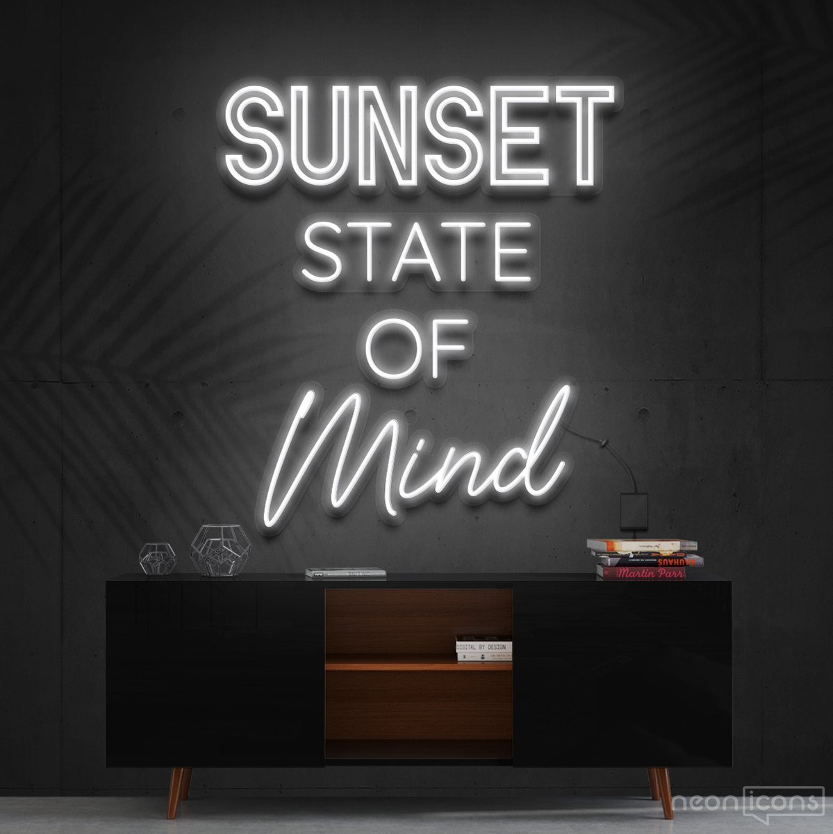 "Sunset State of Mind" Neon Sign 60cm (2ft) / White / Cut to Shape by Neon Icons