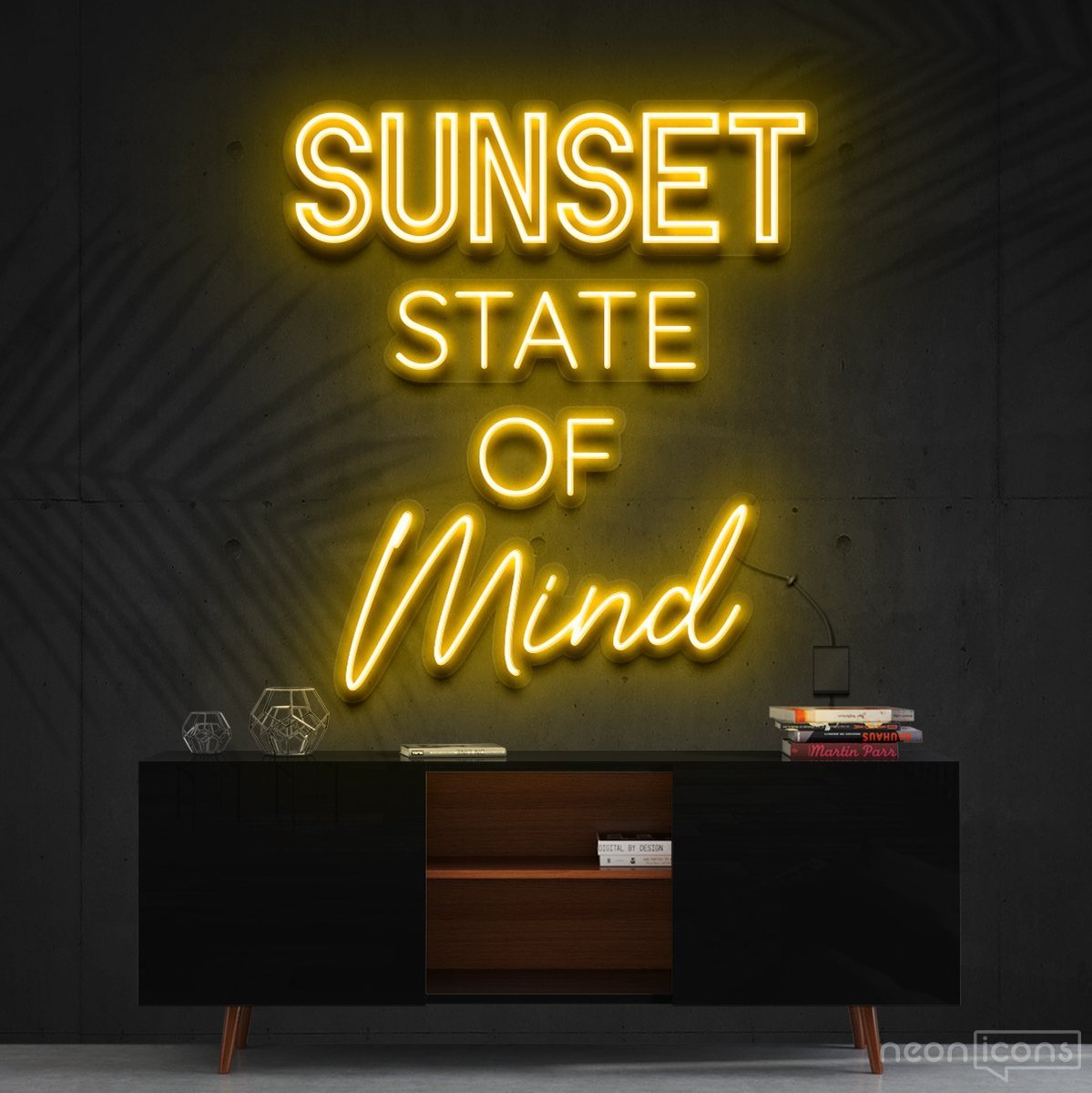 "Sunset State of Mind" Neon Sign 60cm (2ft) / Yellow / Cut to Shape by Neon Icons