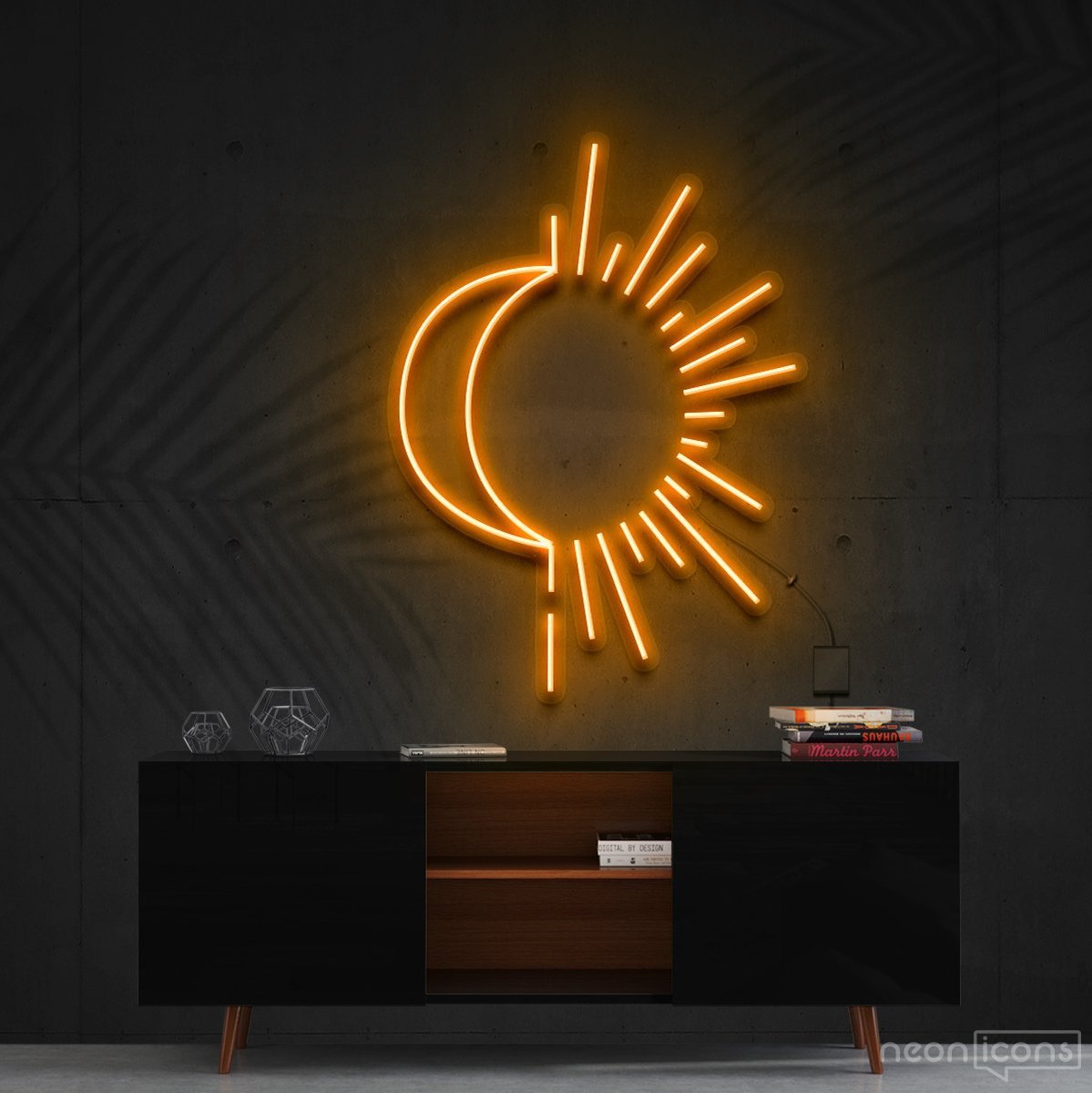 "Sunshine & Moonshine" Neon Sign 60cm (2ft) / Orange / Cut to Shape by Neon Icons