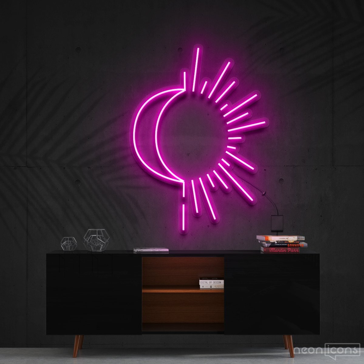 "Sunshine & Moonshine" Neon Sign 60cm (2ft) / Pink / Cut to Shape by Neon Icons