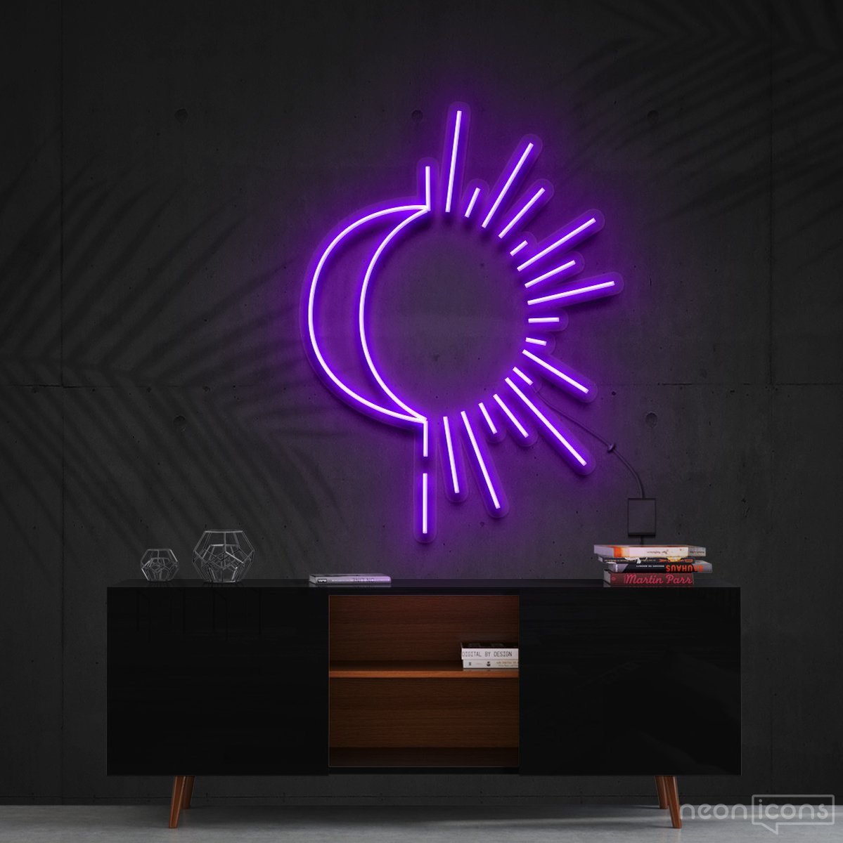 "Sunshine & Moonshine" Neon Sign 60cm (2ft) / Purple / Cut to Shape by Neon Icons