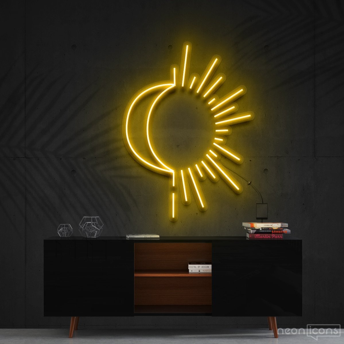 "Sunshine & Moonshine" Neon Sign 60cm (2ft) / Yellow / Cut to Shape by Neon Icons