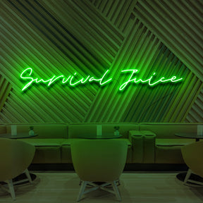 "Survival Juice" Neon Sign for Cafés 90cm (3ft) / Green / LED Neon by Neon Icons