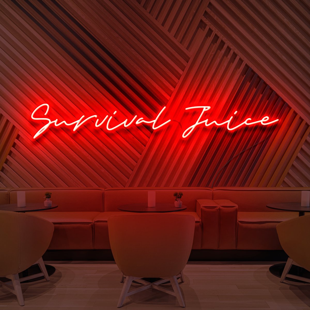 "Survival Juice" Neon Sign for Cafés 90cm (3ft) / Red / LED Neon by Neon Icons