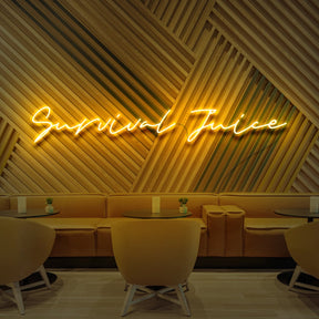 "Survival Juice" Neon Sign for Cafés 90cm (3ft) / Yellow / LED Neon by Neon Icons