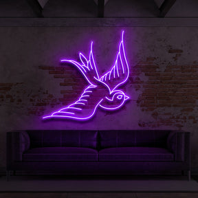 "Swallow" Neon Sign for Tattoo Parlours by Neon Icons