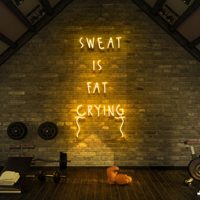 "Sweat is Fat Crying" Neon Sign for Gyms & Fitness Studios 60cm (2ft) / Yellow / LED Neon by Neon Icons