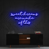 "Sweet Dreams Are Made Of This" Neon Sign 90cm (3ft) / Blue / Cut to Shape by Neon Icons