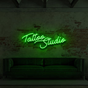 "Tattoo Studio" Neon Sign for Tattoo Parlours 60cm (2ft) / Green / LED Neon by Neon Icons