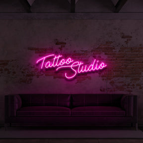 "Tattoo Studio" Neon Sign for Tattoo Parlours 60cm (2ft) / Pink / LED Neon by Neon Icons