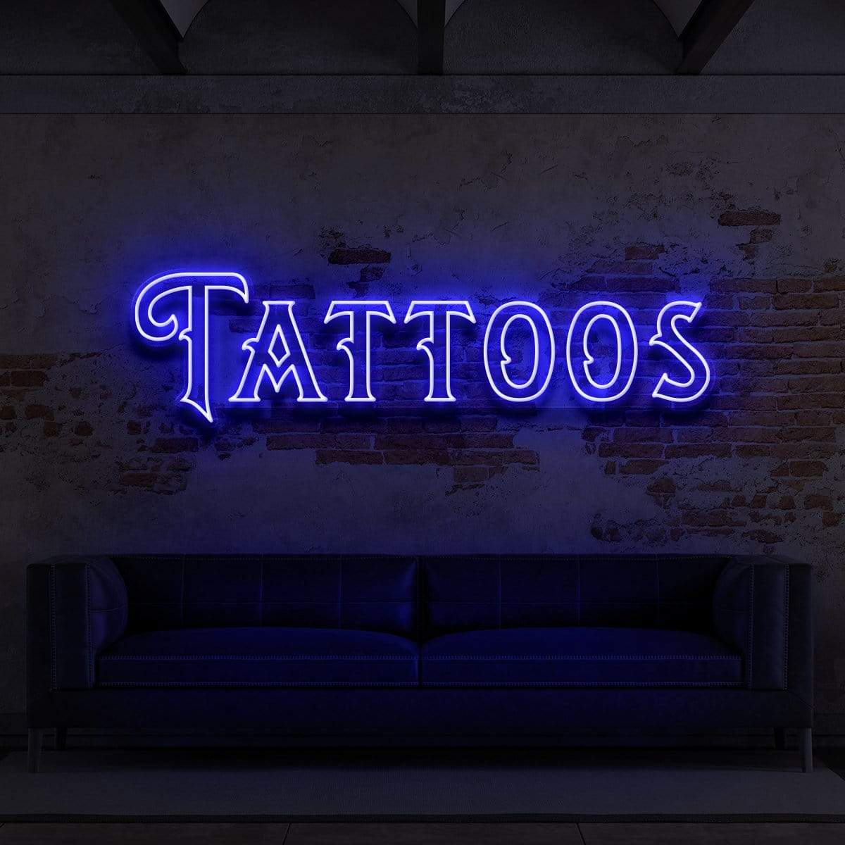 "Tattoos" Neon Sign for Tattoo Parlours 90cm (3ft) / Blue / LED Neon by Neon Icons