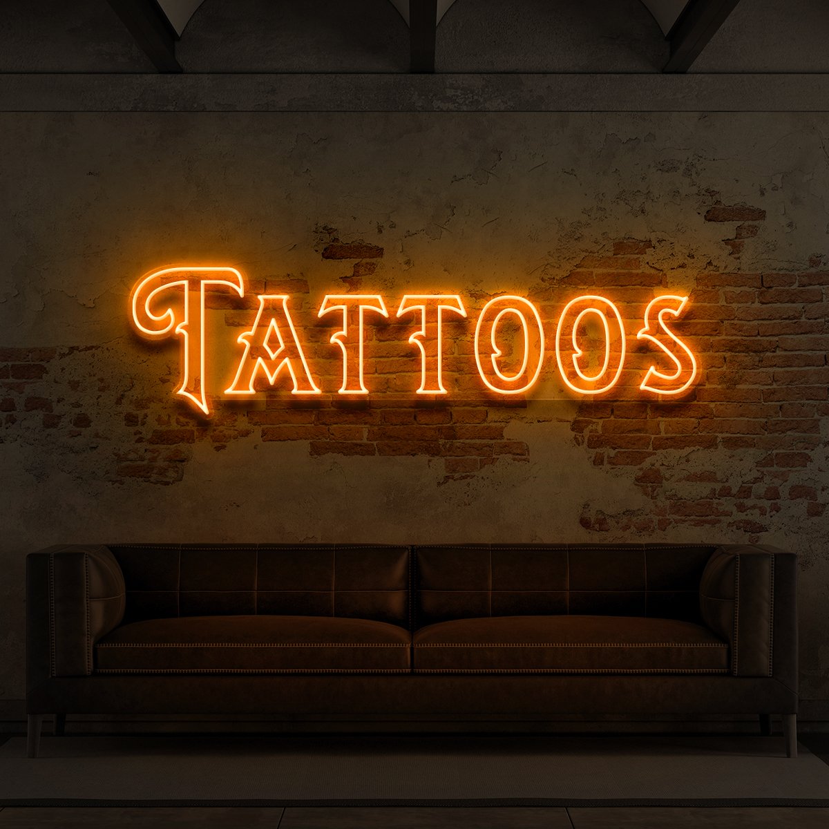 "Tattoos" Neon Sign for Tattoo Parlours 90cm (3ft) / Orange / LED Neon by Neon Icons