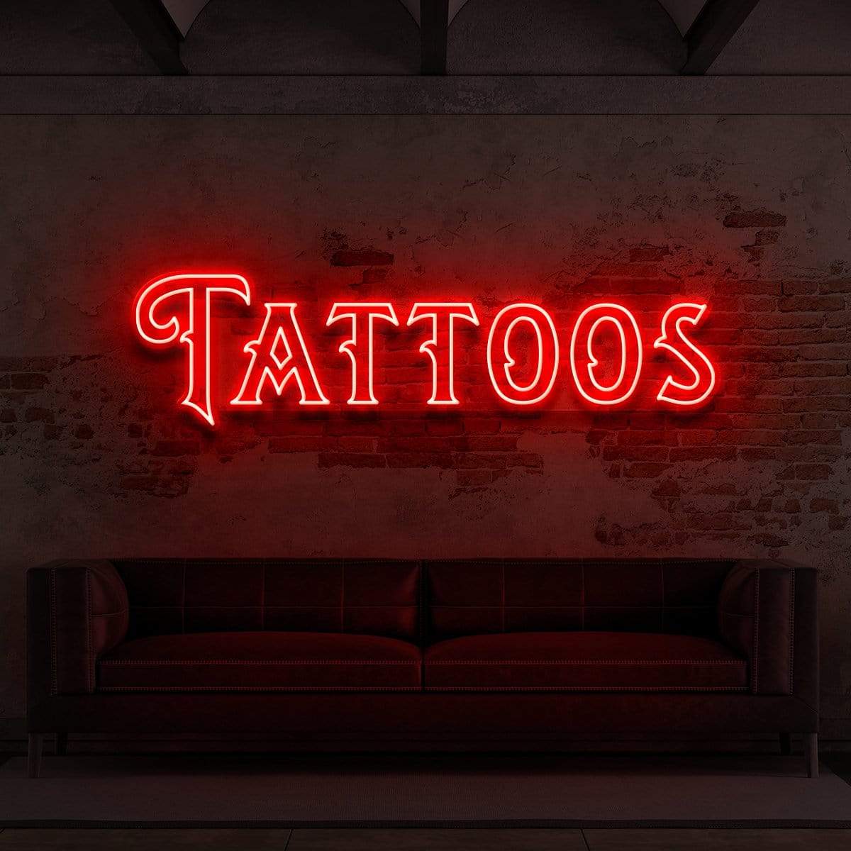 "Tattoos" Neon Sign for Tattoo Parlours 90cm (3ft) / Red / LED Neon by Neon Icons