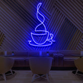 "Teacup Line Art" Neon Sign for Cafés 60cm (2ft) / Blue / LED Neon by Neon Icons