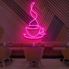 "Teacup Line Art" Neon Sign for Cafés 60cm (2ft) / Pink / LED Neon by Neon Icons