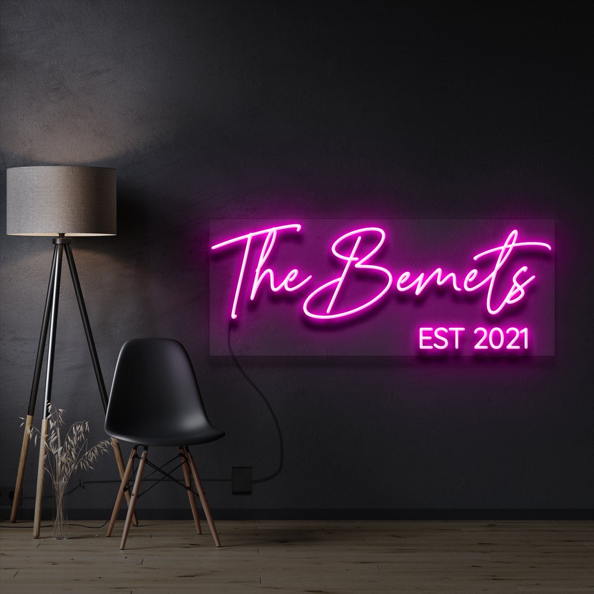 "The Bemets" Custom Neon Sign 80cm / Pink / Cut to Square by Neon Icons