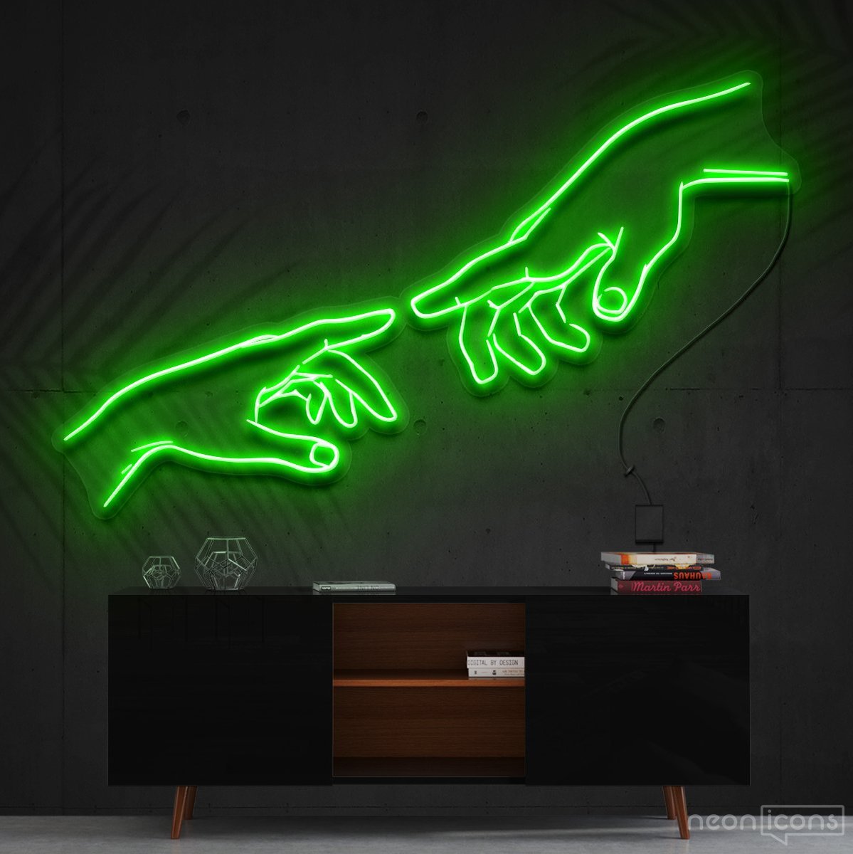 "The Creation of Adam" Neon Sign 90cm (3ft) / Green / Cut to Shape by Neon Icons