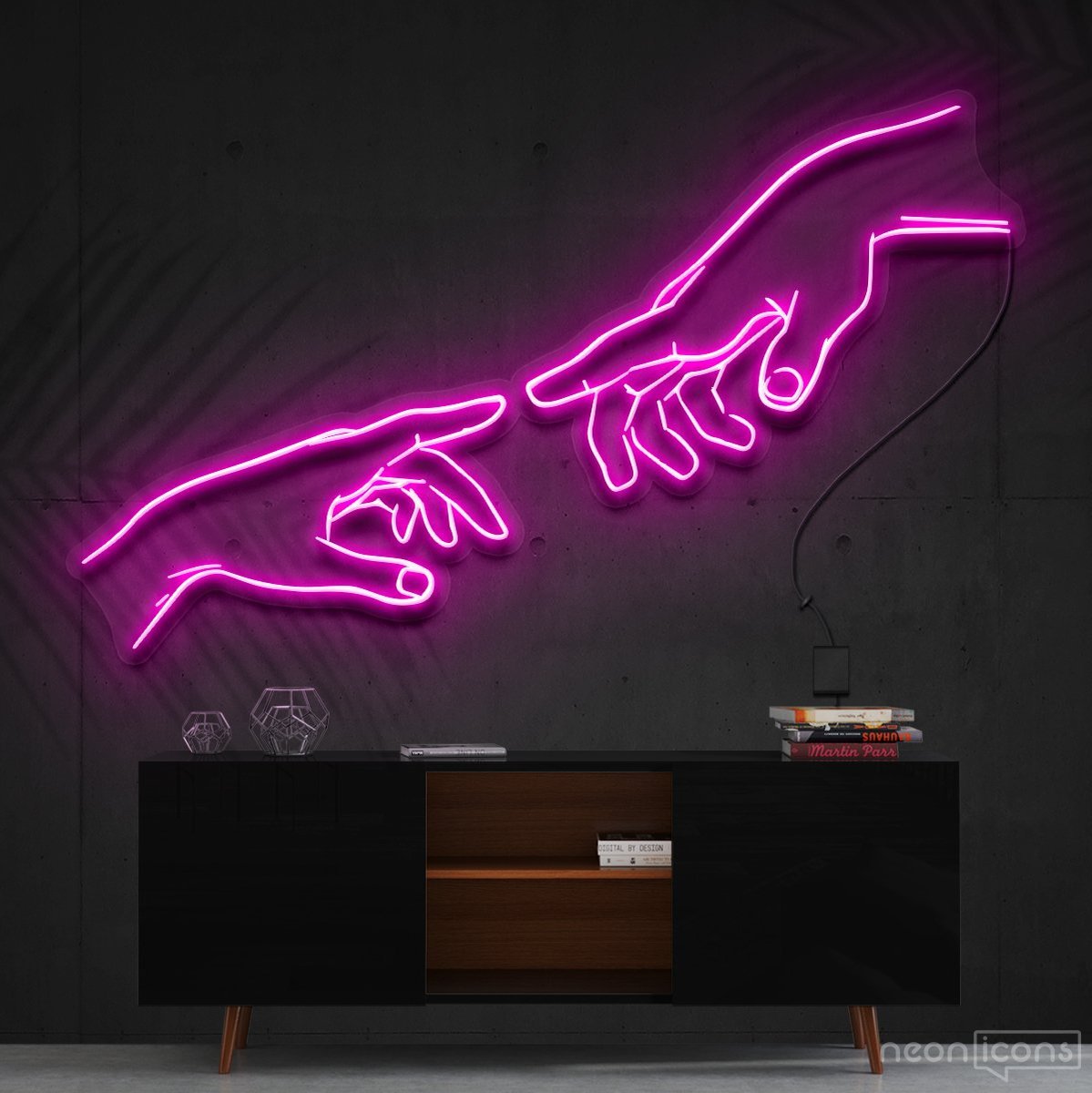 "The Creation of Adam" Neon Sign 90cm (3ft) / Pink / Cut to Shape by Neon Icons