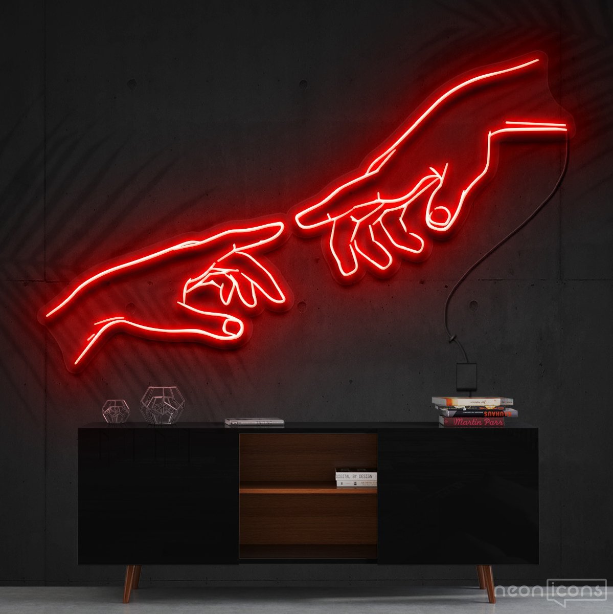 "The Creation of Adam" Neon Sign 90cm (3ft) / Red / Cut to Shape by Neon Icons