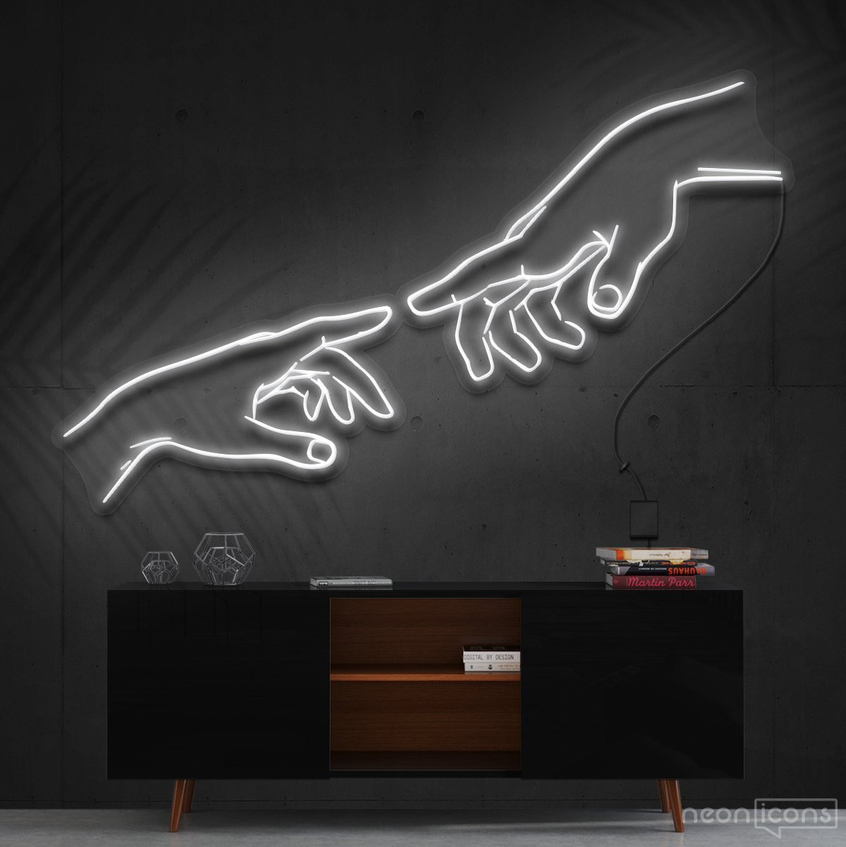 "The Creation of Adam" Neon Sign 90cm (3ft) / White / Cut to Shape by Neon Icons