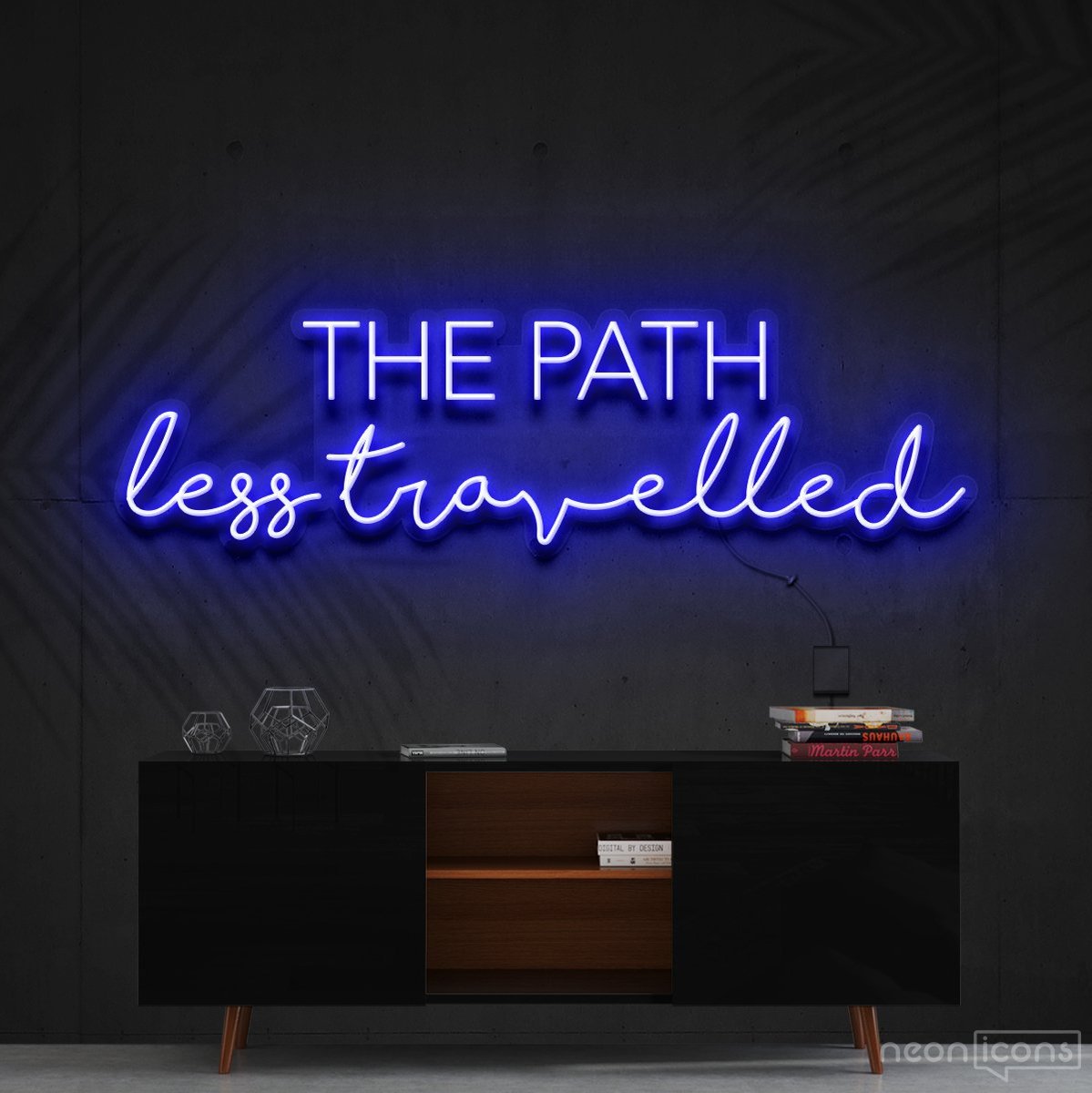 "The Path Less Travelled" Neon Sign 90cm (3ft) / Blue / Cut to Shape by Neon Icons