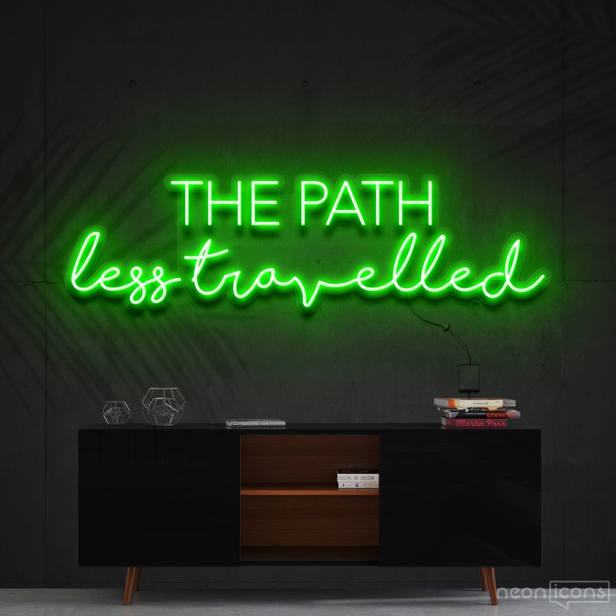 "The Path Less Travelled" Neon Sign 90cm (3ft) / Green / Cut to Shape by Neon Icons