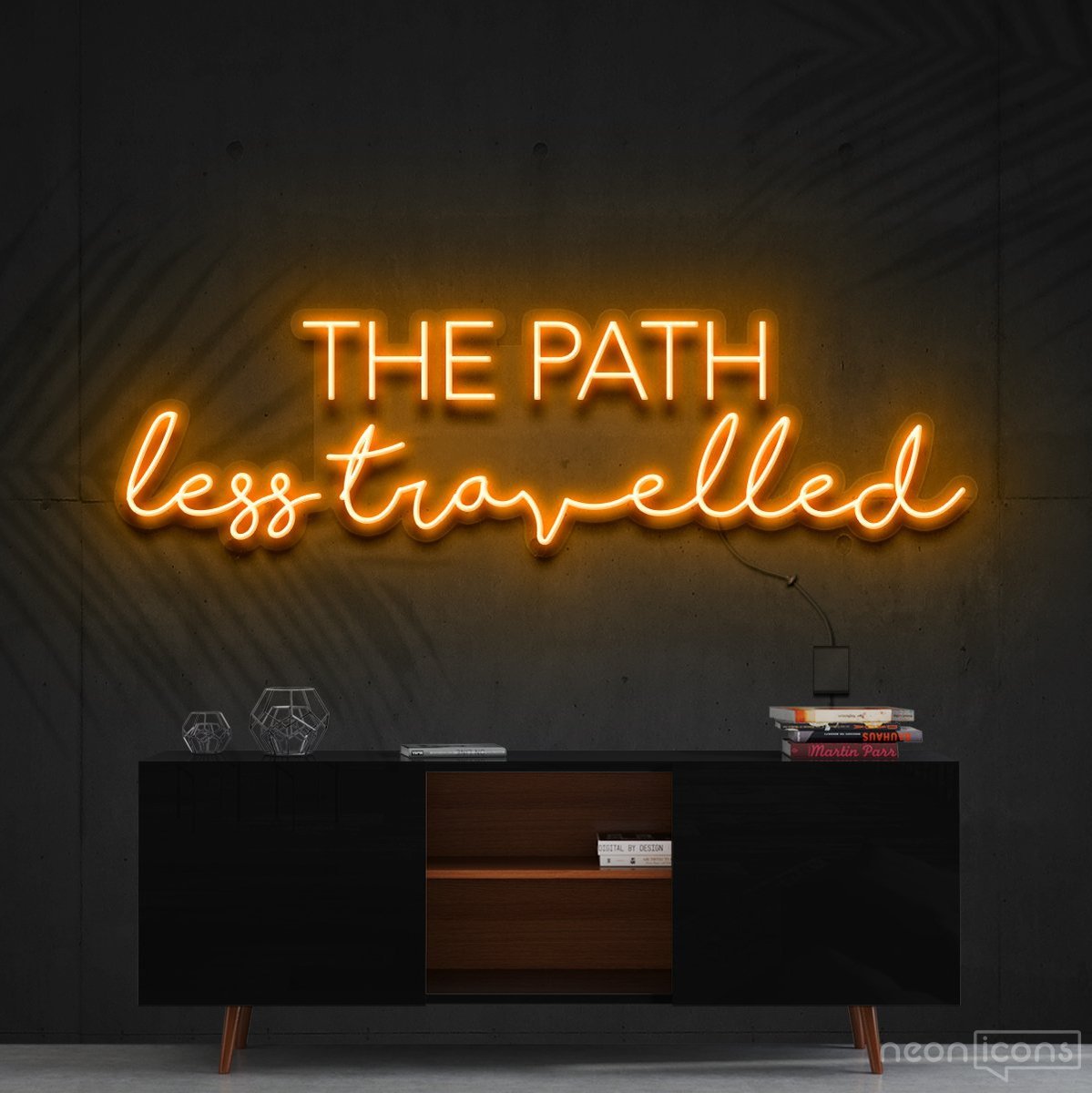 "The Path Less Travelled" Neon Sign 90cm (3ft) / Orange / Cut to Shape by Neon Icons