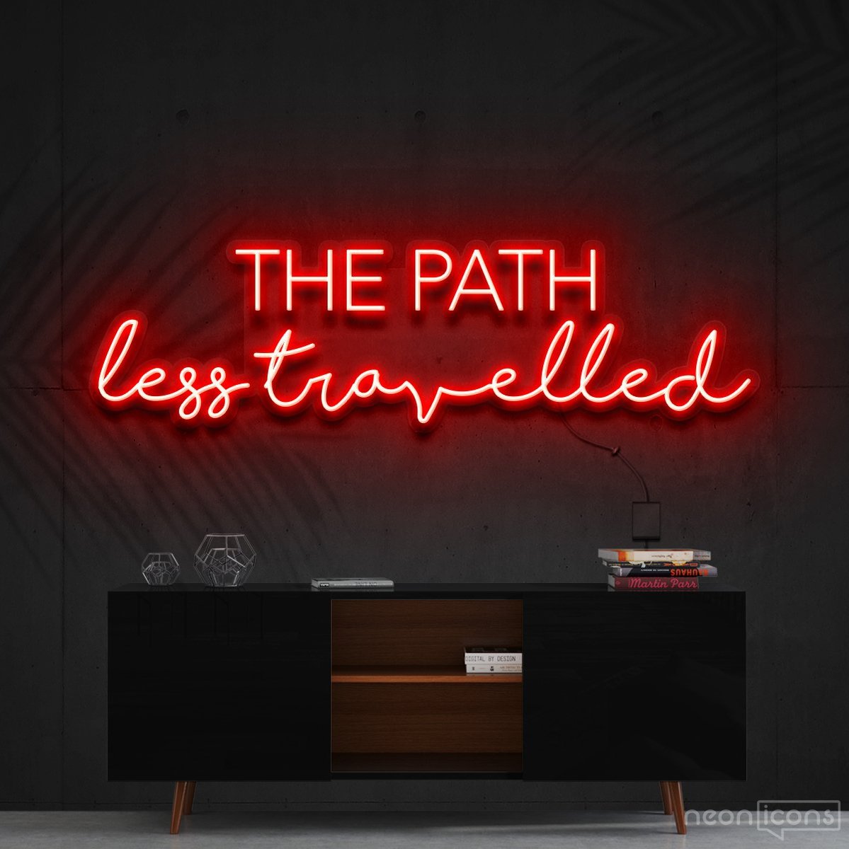 "The Path Less Travelled" Neon Sign 90cm (3ft) / Red / Cut to Shape by Neon Icons