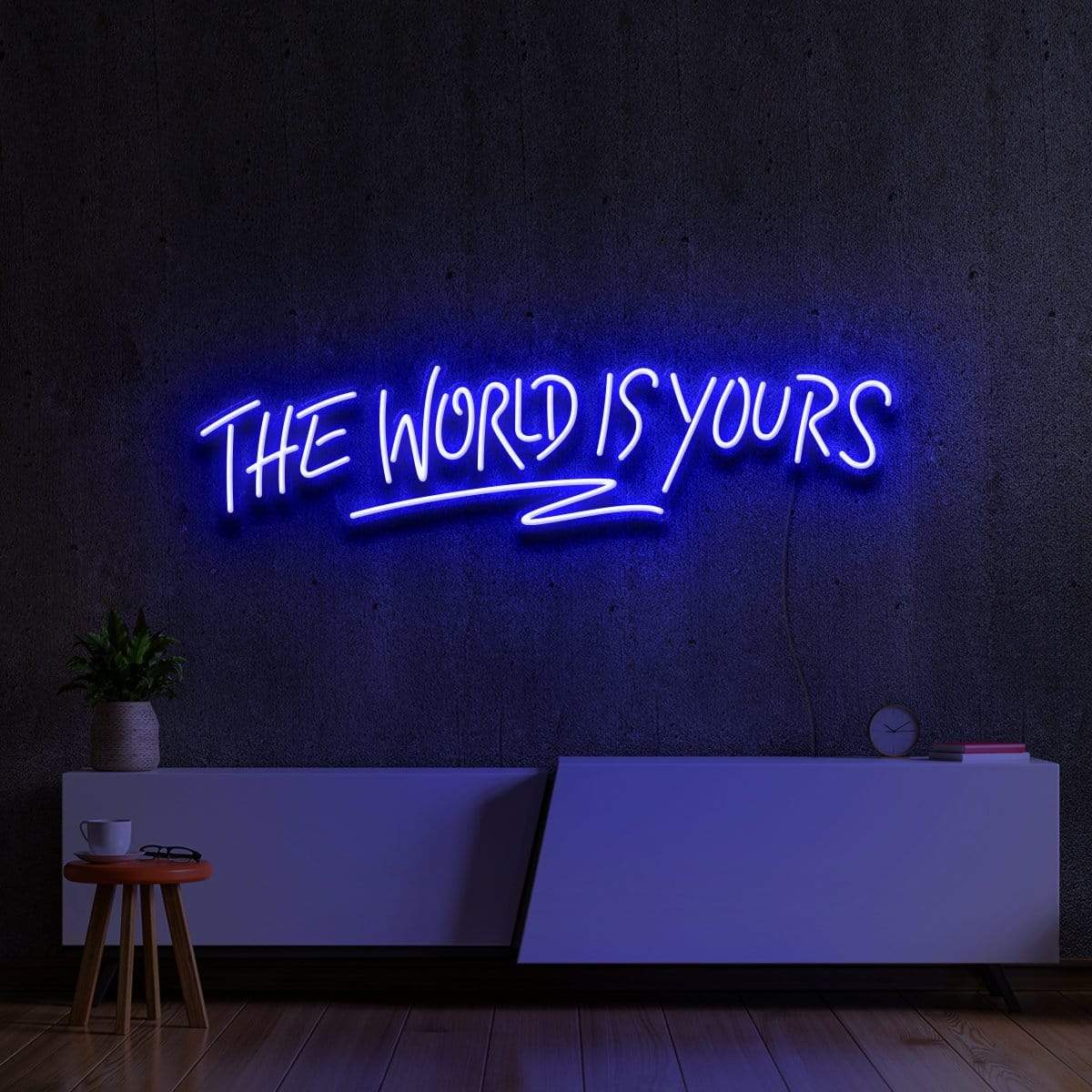 "The World Is Yours" Neon Sign 90cm (3ft) / Blue / LED Neon by Neon Icons