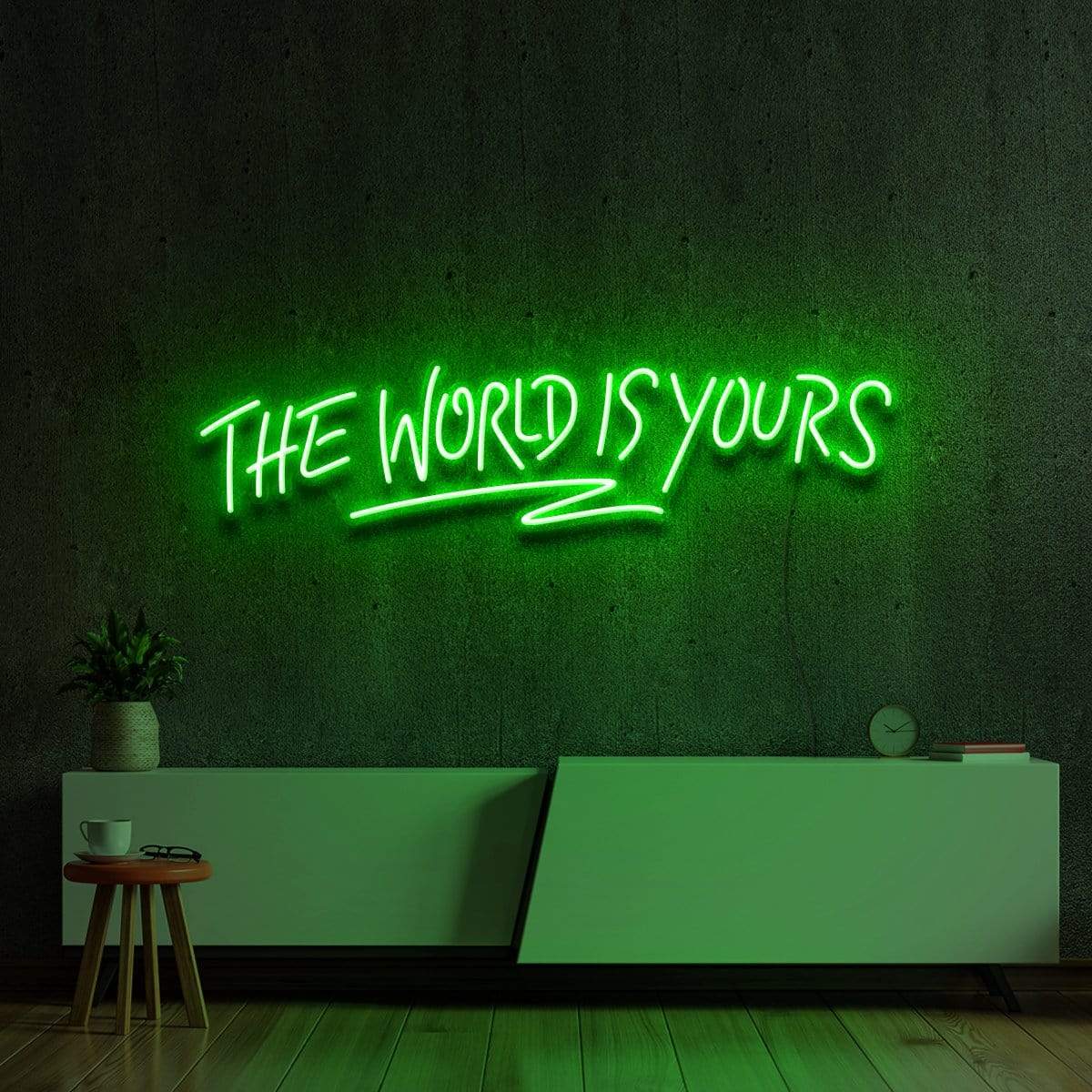 "The World Is Yours" Neon Sign 90cm (3ft) / Green / LED Neon by Neon Icons