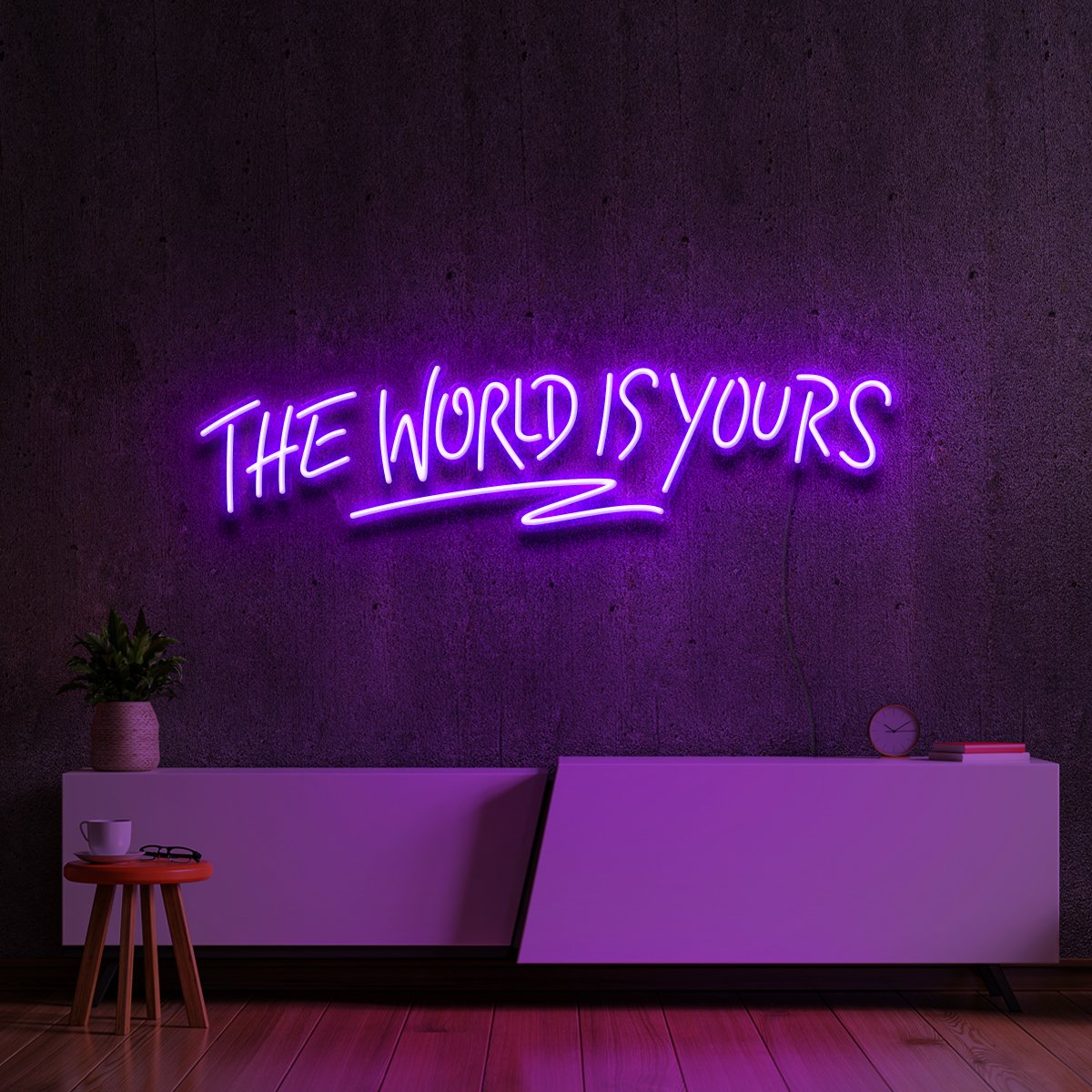 "The World Is Yours" Multicolour Neon Sign by Neon Icons