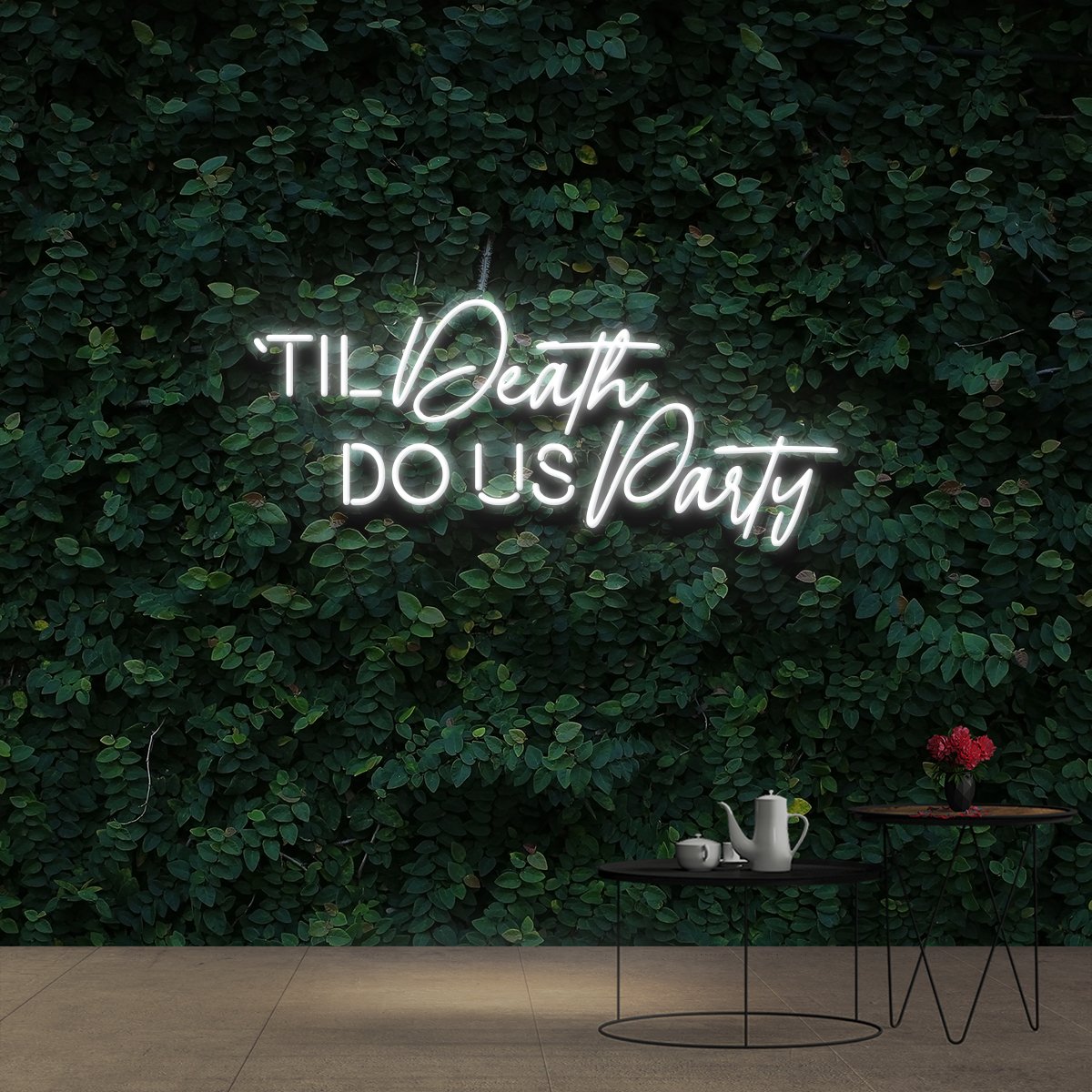 "Til Death Do Us Party" Neon Sign 90cm (3ft) / White / Cut to Shape by Neon Icons