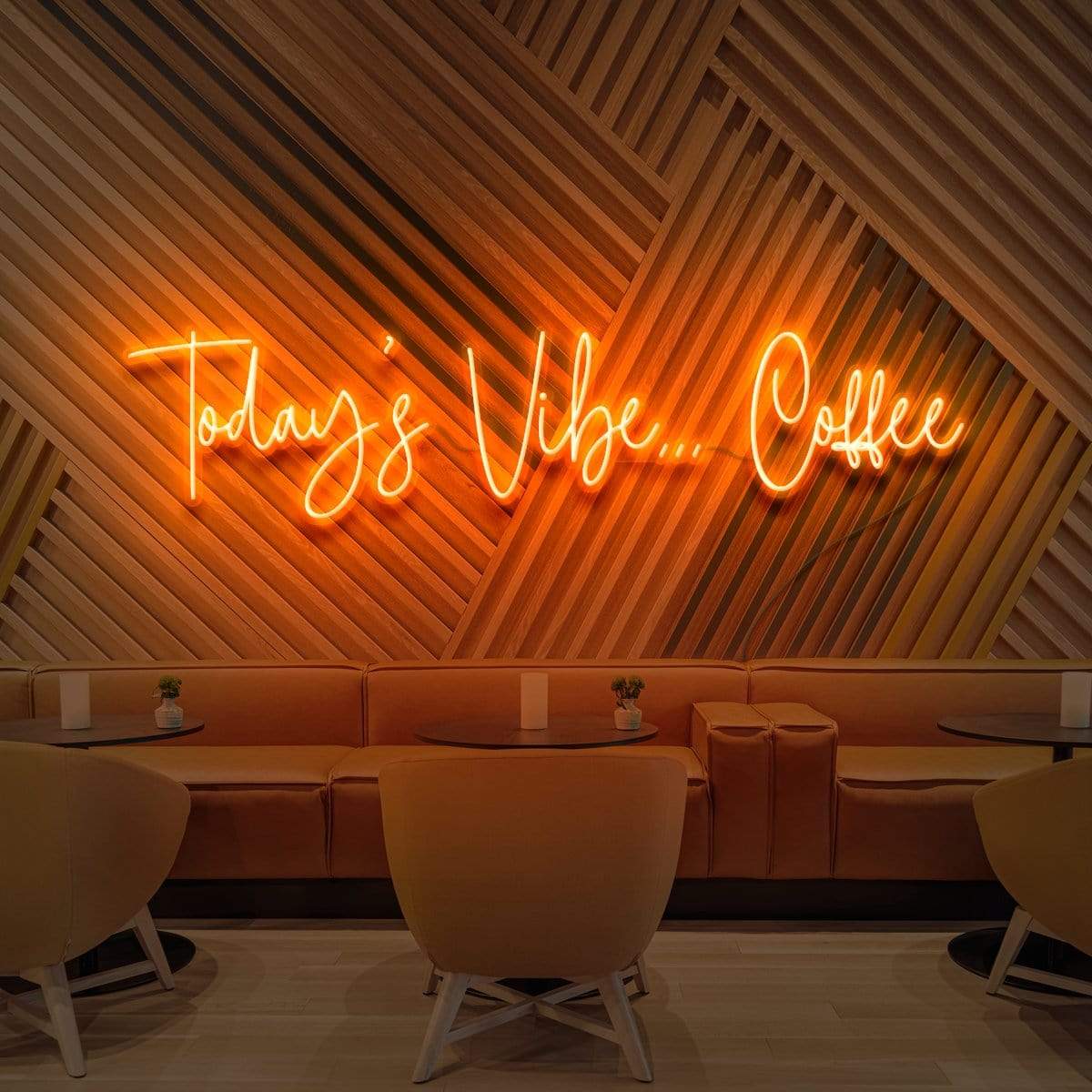 "Today's Vibe... Coffee" Neon Sign for Cafés 90cm (3ft) / Orange / LED Neon by Neon Icons