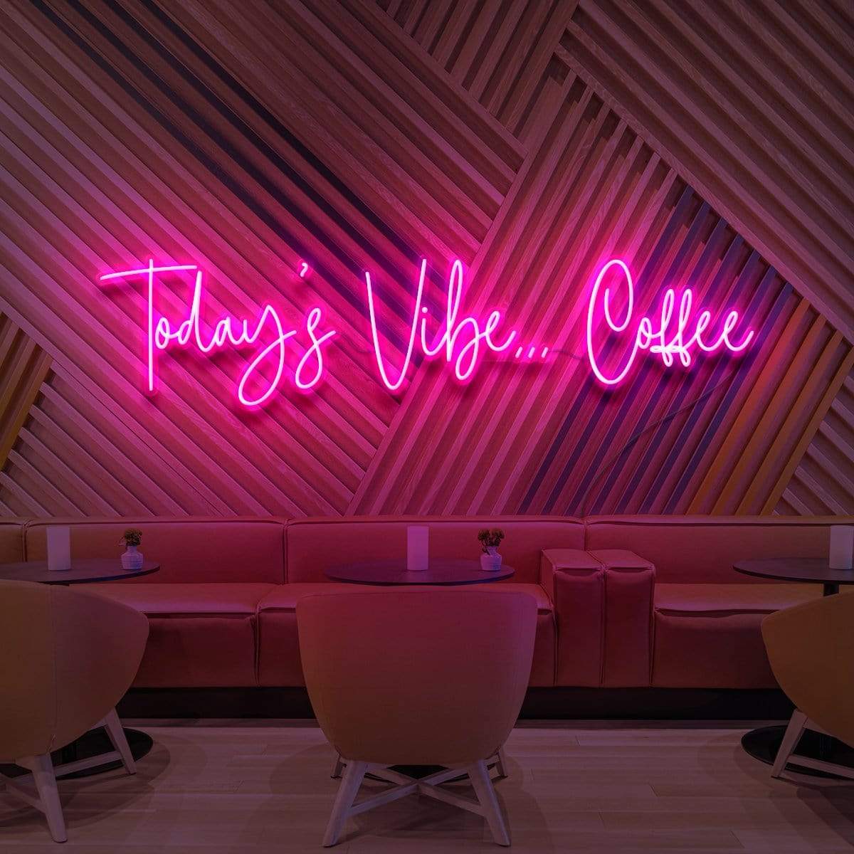 "Today's Vibe... Coffee" Neon Sign for Cafés 90cm (3ft) / Pink / LED Neon by Neon Icons