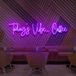 "Today's Vibe... Coffee" Neon Sign for Cafés 90cm (3ft) / Purple / LED Neon by Neon Icons