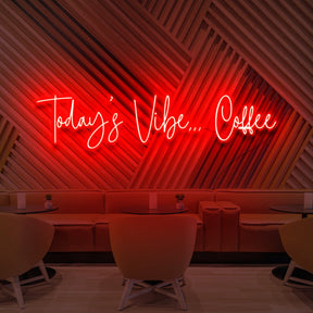 "Today's Vibe... Coffee" Neon Sign for Cafés 90cm (3ft) / Red / LED Neon by Neon Icons