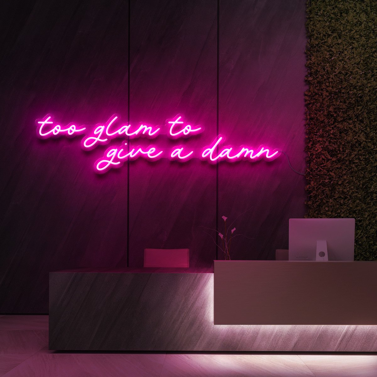 "Too Glam to Give a Damn" Neon Sign for Beauty Salons & Cosmetic Studios 90cm (3ft) / Pink / LED Neon by Neon Icons