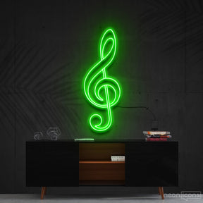 "Treble Clef" Neon Sign 60cm (2ft) / Green / Cut to Shape by Neon Icons