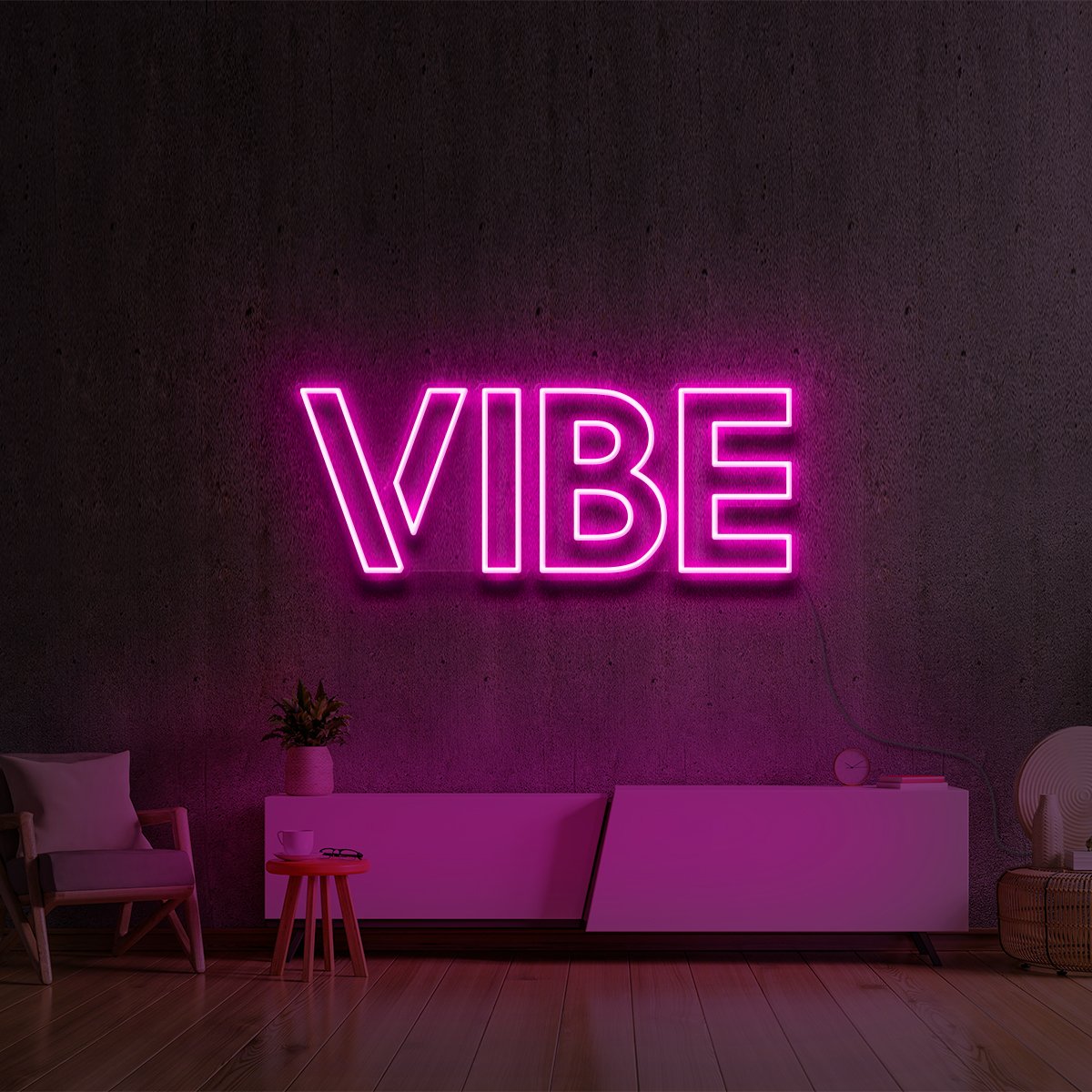 "VIBE" Custom Neon Sign 60cm x 20cm / LED Neon / Pink by Neon Icons