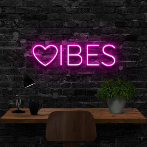 "VIBES" Neon Sign 40cm (1.3ft) / Pink / LED Neon by Neon Icons