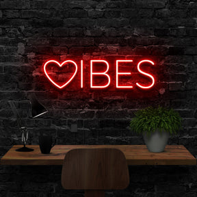 "VIBES" Neon Sign 40cm (1.3ft) / Red / LED Neon by Neon Icons